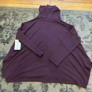 Athleta Womens Ethereal Brushed Funnel Neck Pullover Sweatshirt M Burgundy NWT